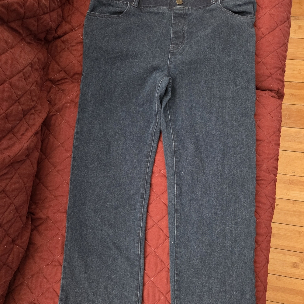 Betabrand Women's Straight Leg Jeans in Dark Blue